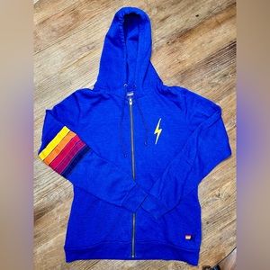 Aviator Nation Purple Striped Bolt Zip up Hoodie ⚡️